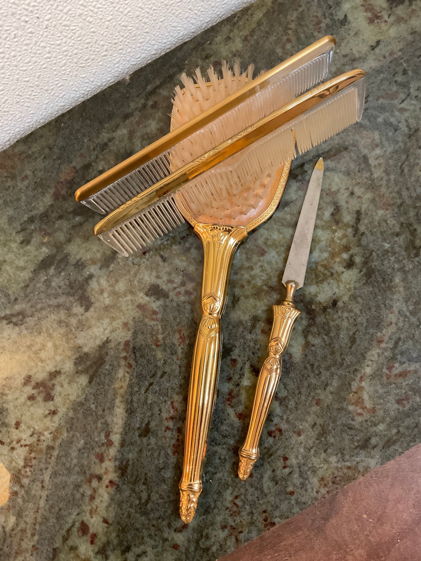 Vintage Gold-Tone Vanity Set of Four