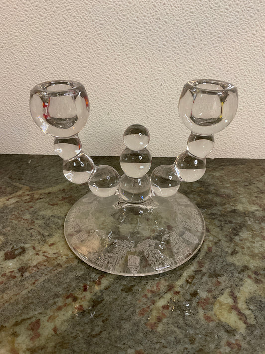 Vintage Paden City Gazebo Clear Double Arm Candlestick