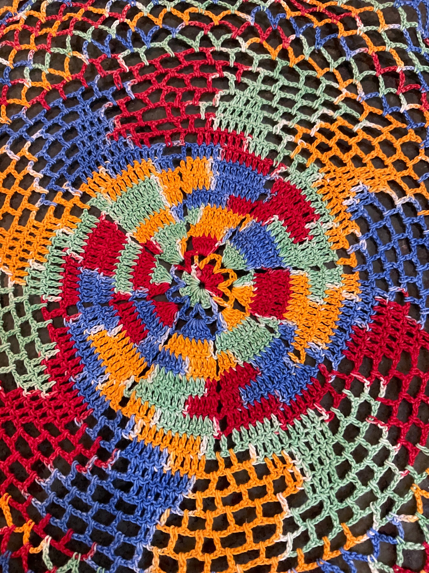Variegated Spiral Pattern Doily 10”
