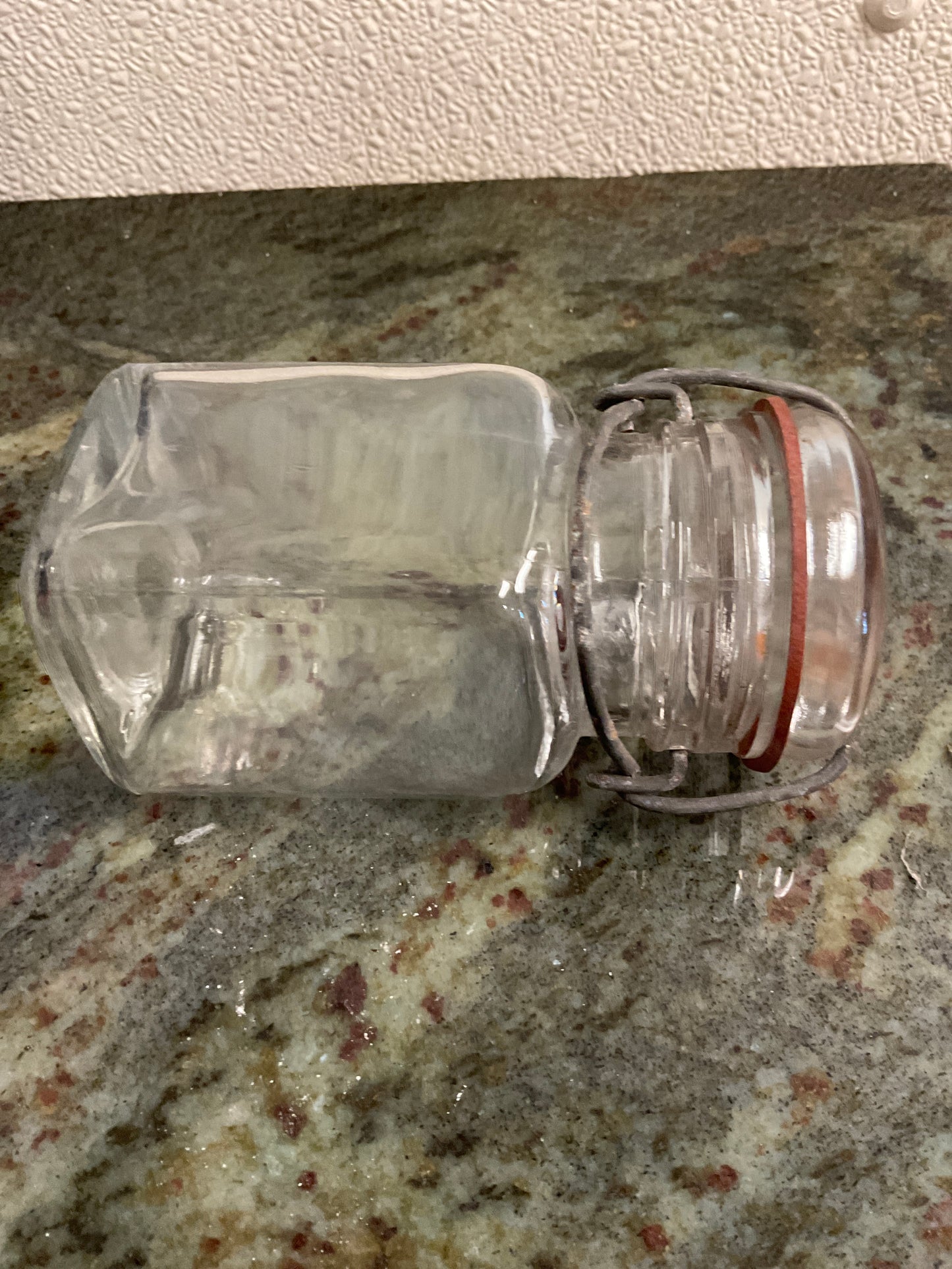 Vintage Small Square Clear Glass Jar