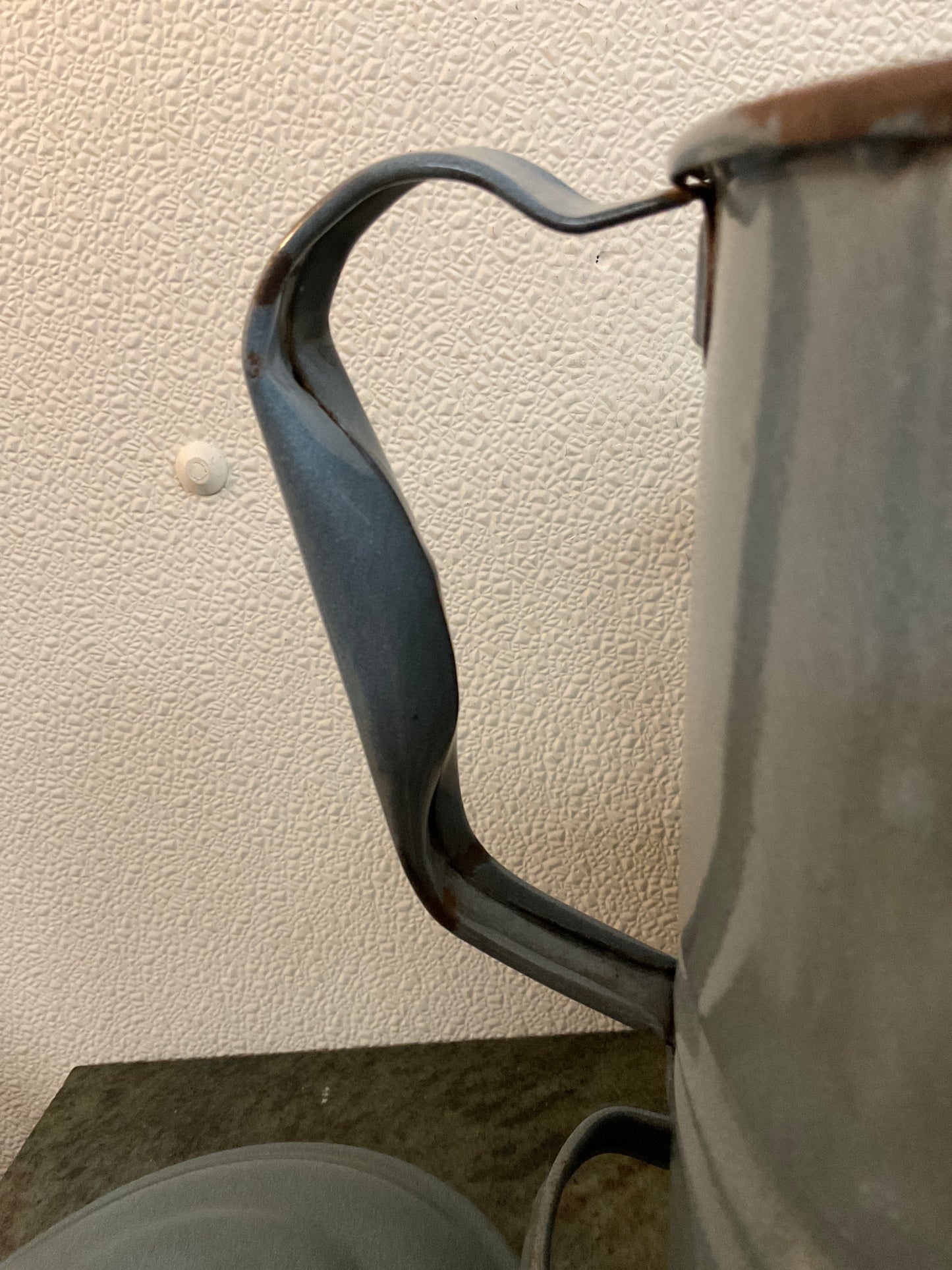 Vtg Gray Enamel Kettle Pot
