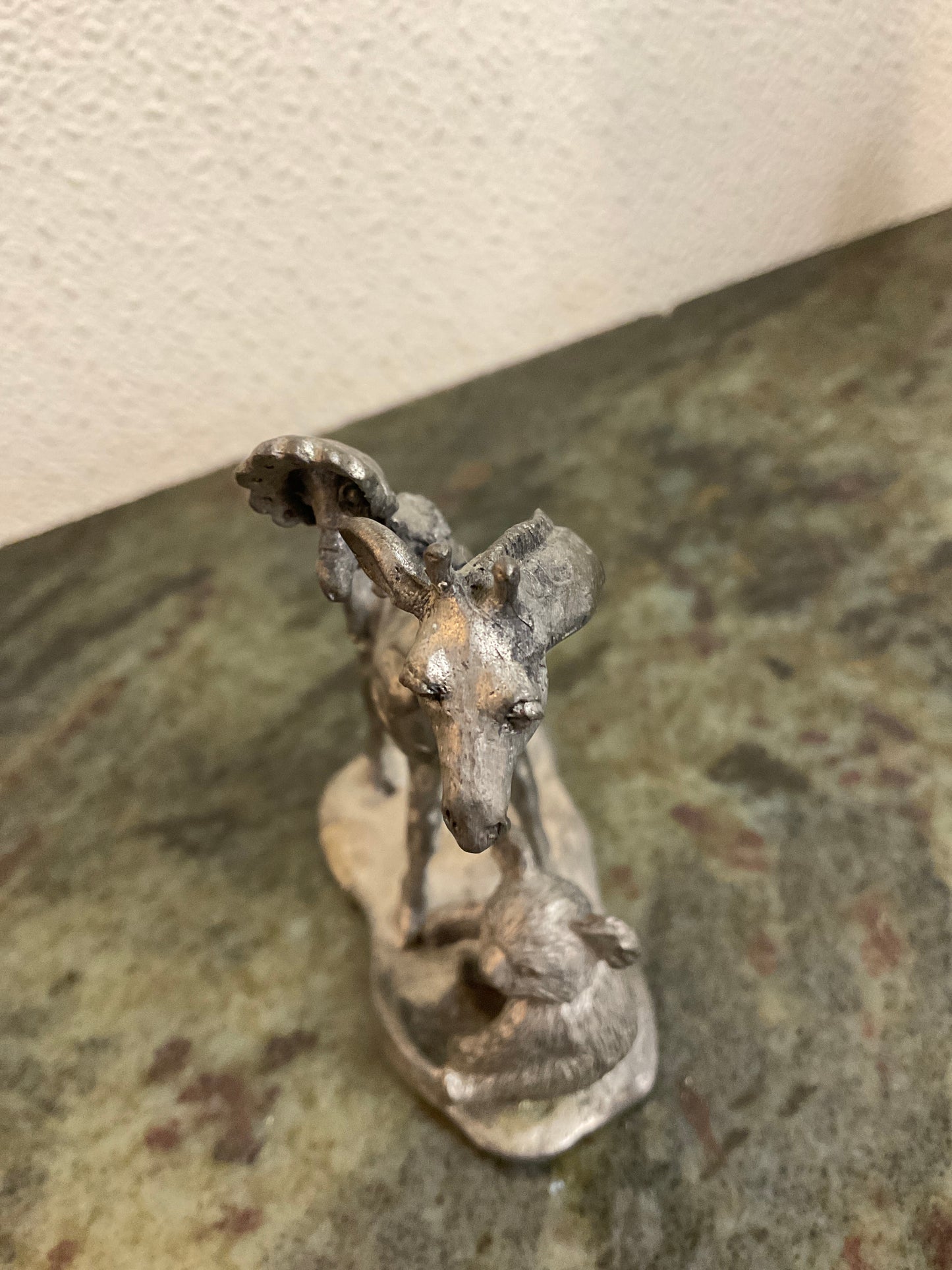 Vintage Pewter Etain-Zinn Giraffe/Koala/Bird