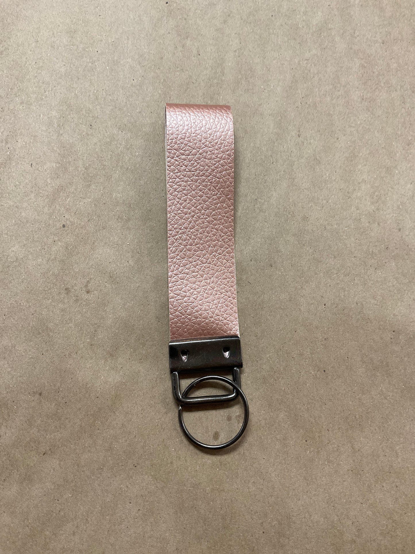 Faux Leather Shimmer Pink Wrist Keychain