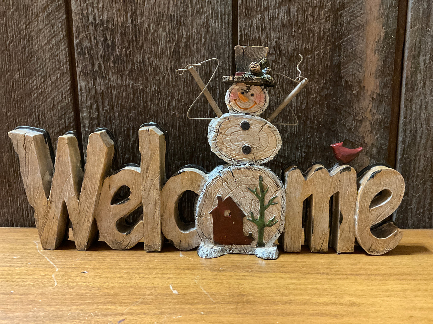 WELCOME Snowman & Cardinal