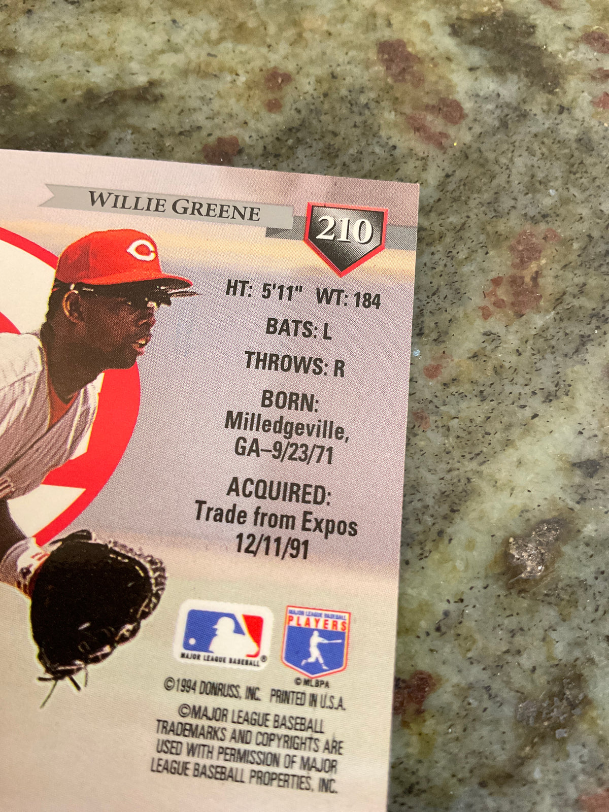 Willie Greene 1994 Donruss Baseball Card