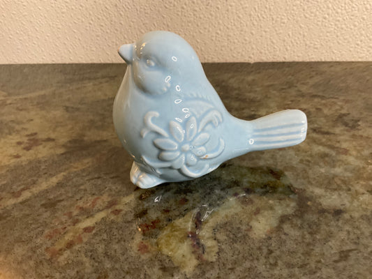 Light Blue Ceramic Bird Figurine