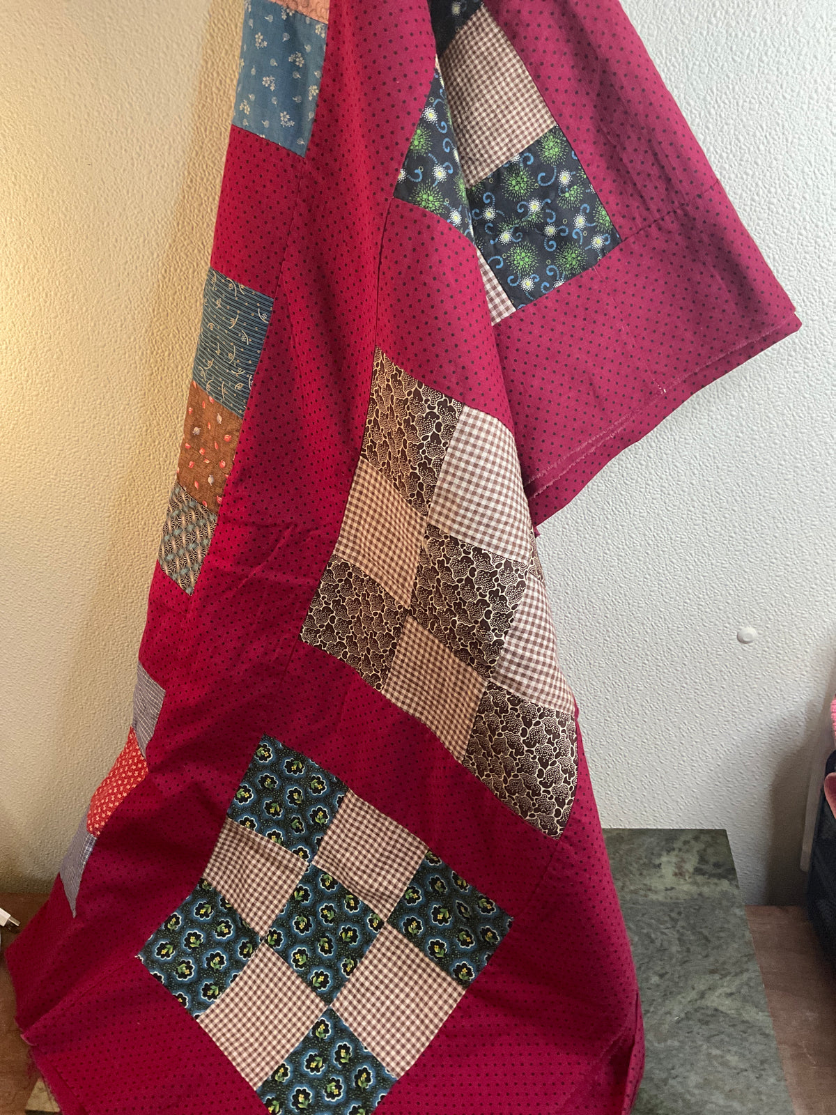 Hand Stitched Top Quilt With Extra Fabric
