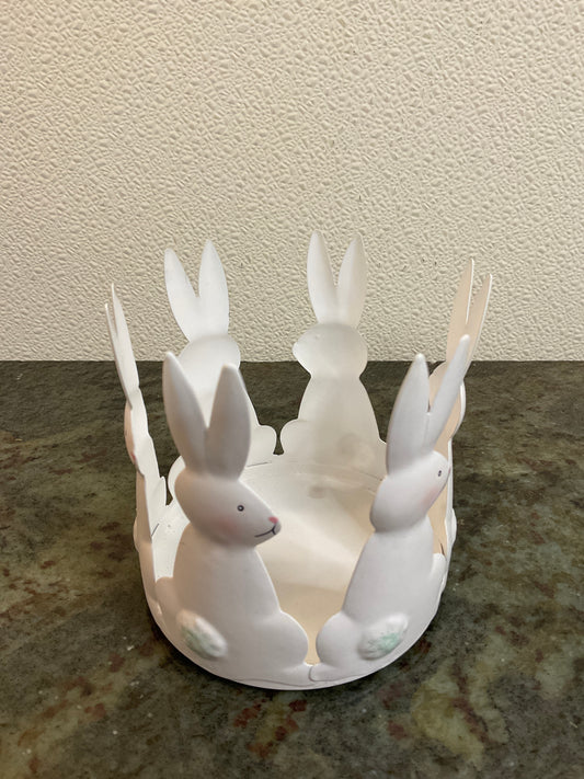 Metal Bunnies Candle Holder