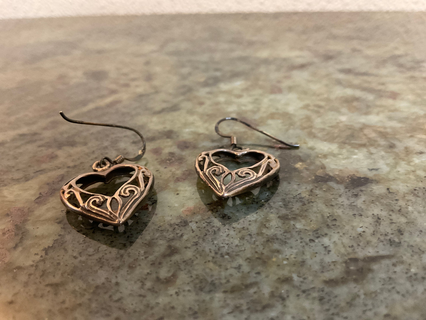 Sterling Silver Open Heart Drop Earrings