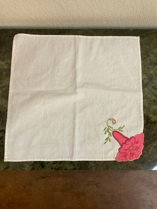 Vintage Embroidered Floral Napkin