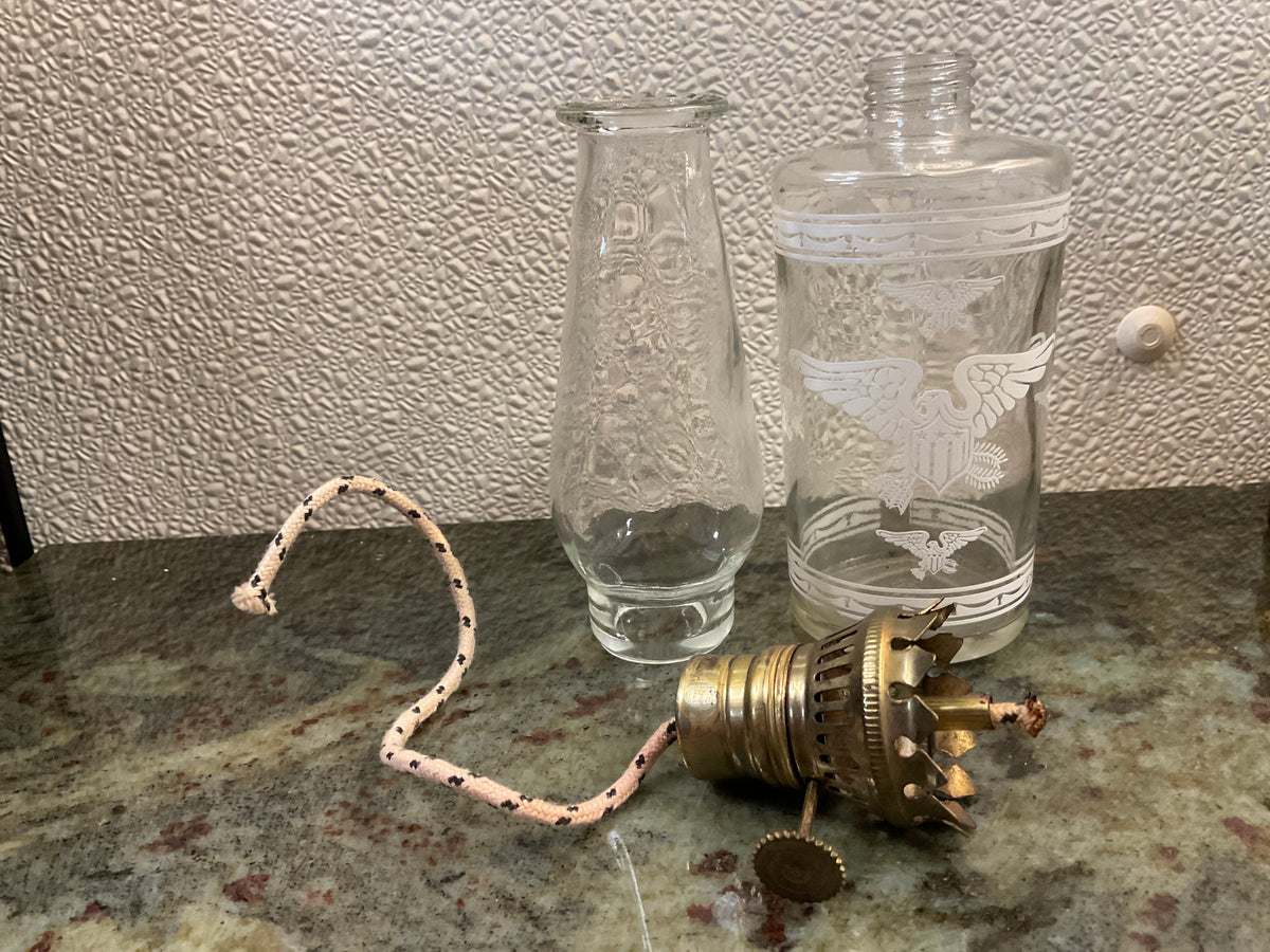 Foster Forbes Miniature Oil Lamp-Eagles