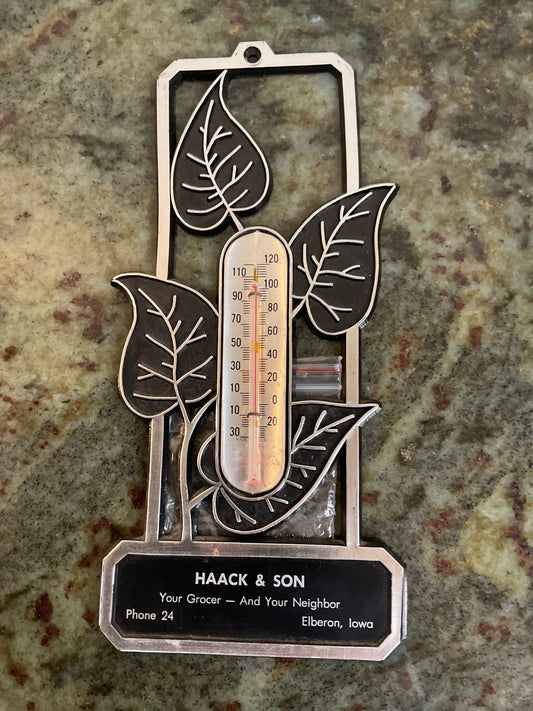 Vintage Elberon Iowa Advertising Thermometer