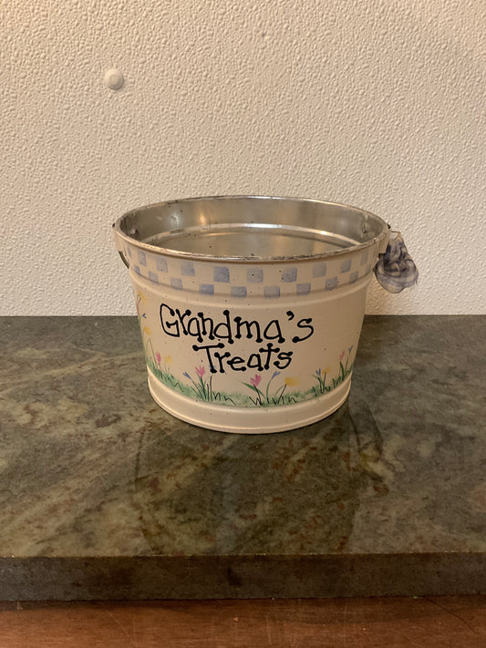 Metal Bucket Hand Painted “Grandmas Treats”