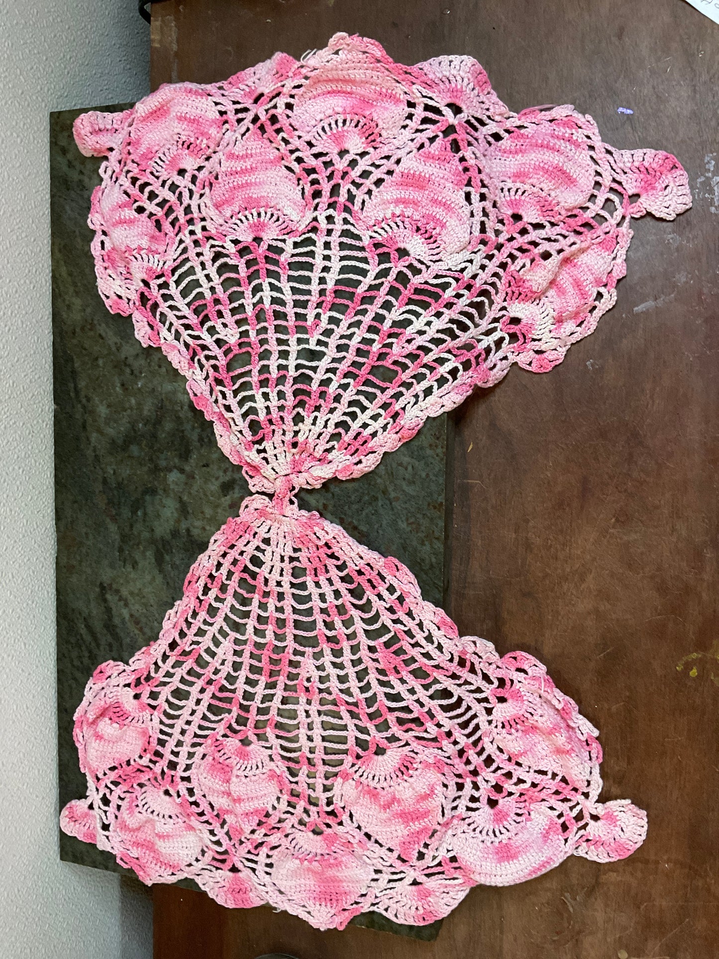 23” Pink & White Butterfly Doily
