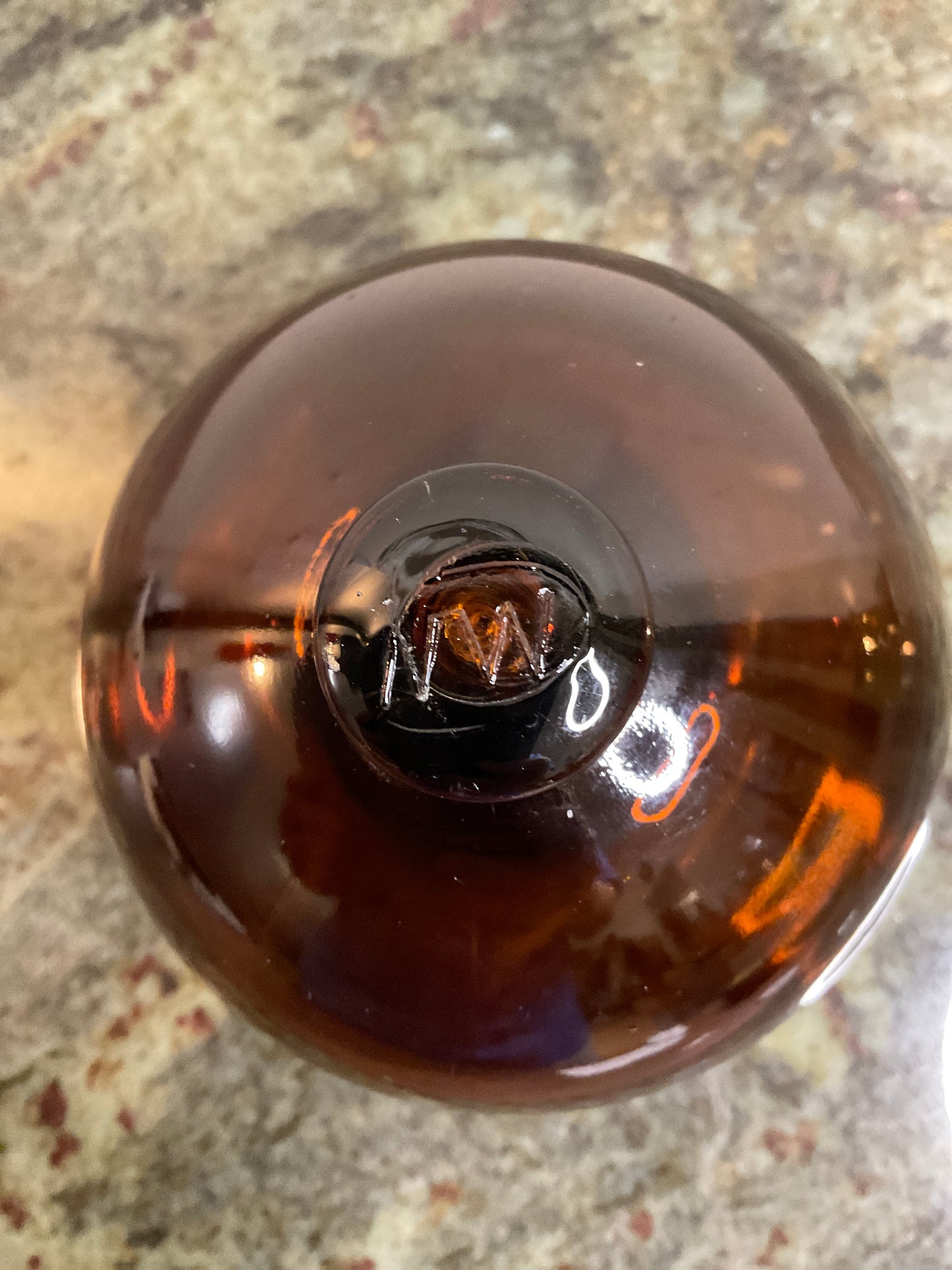 Vtg Amber Glass Fishing Float marked NW