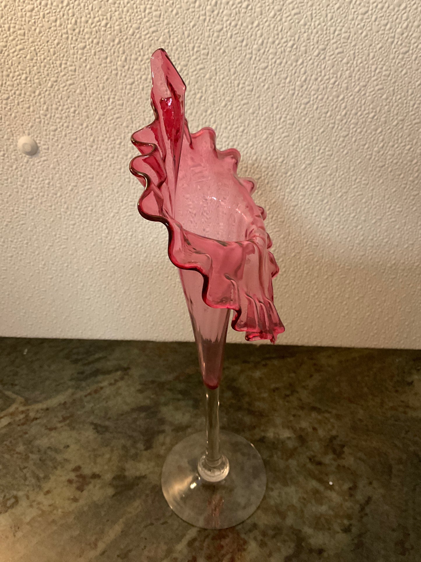 Art Glass Vase Pink/Clear