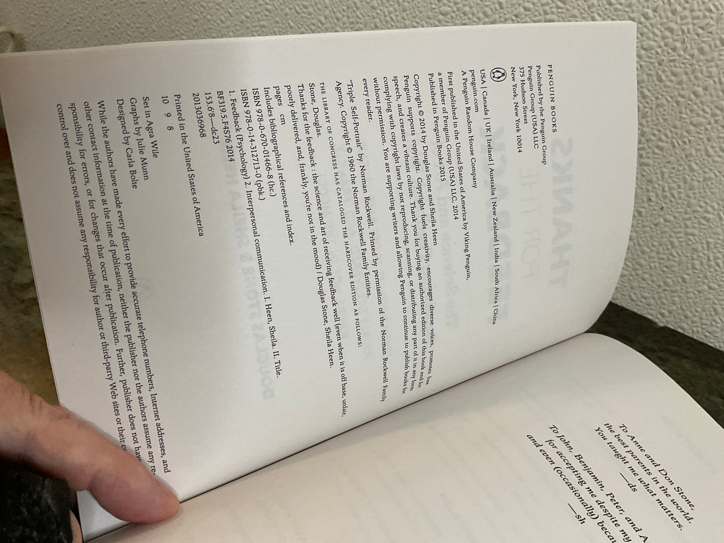 Book Thanks for the Feedback 2014