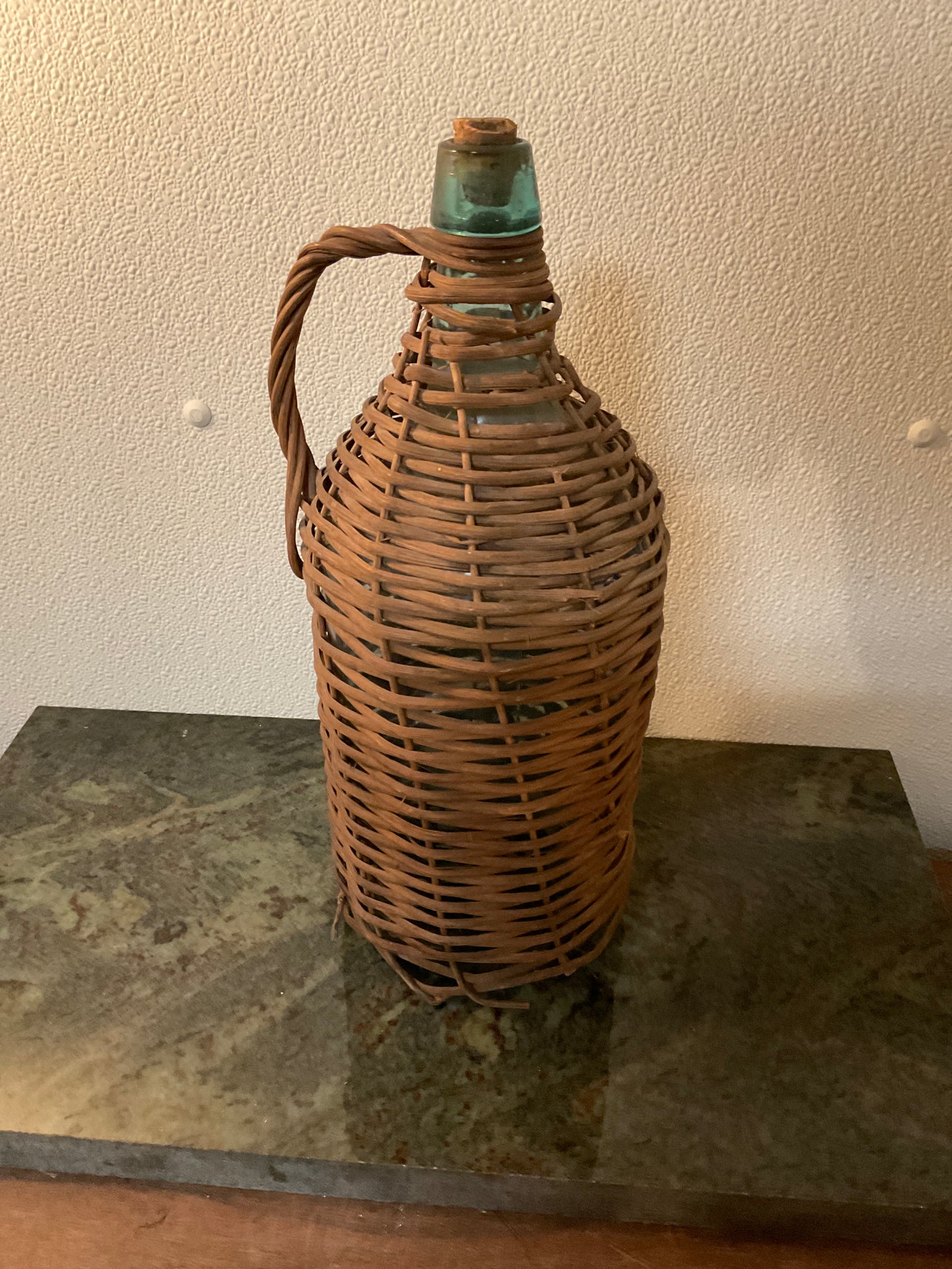 Vintage Woven Wicker Glass Bottle