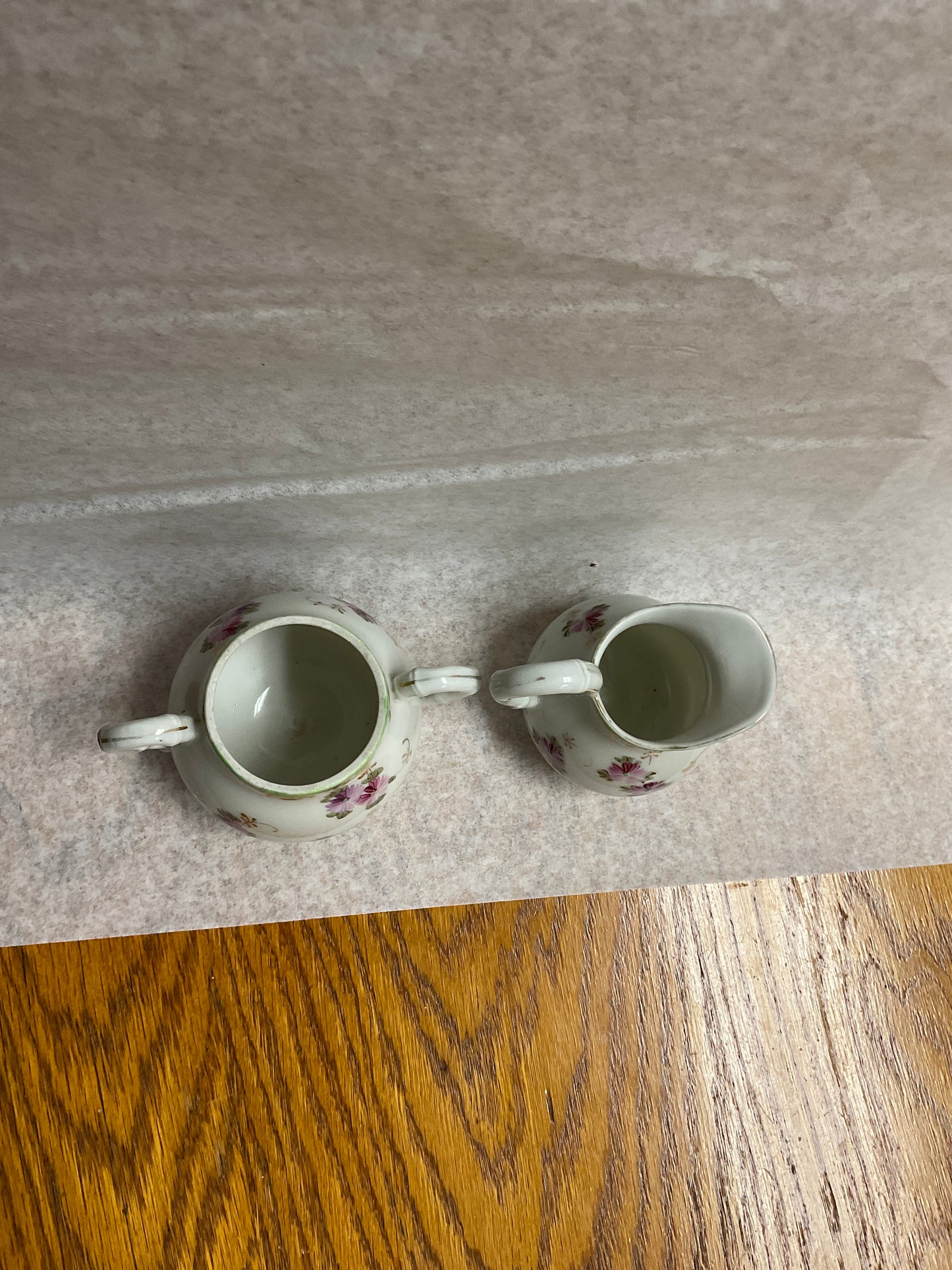 Vintage Porcelain Floral Sugar and Creamer Set