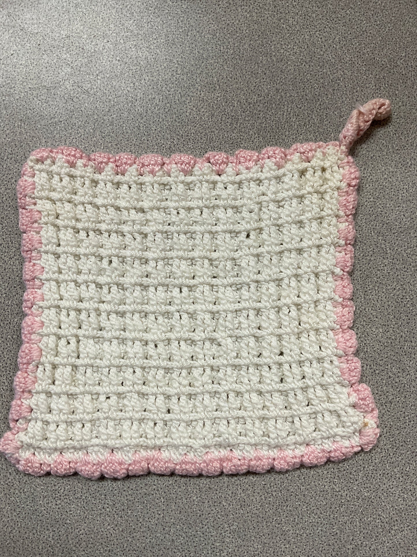 Vintage White and Pink Pot Holder