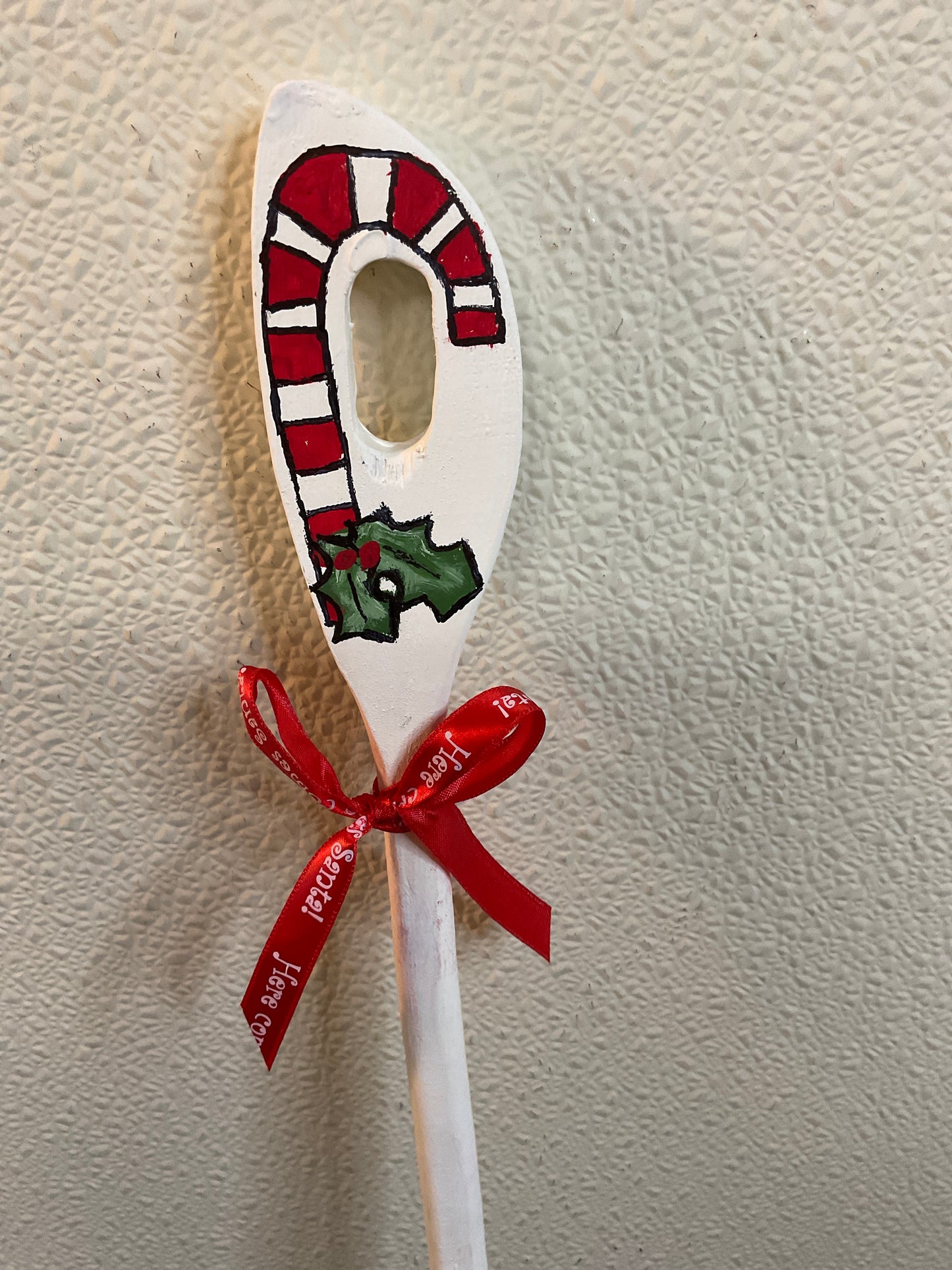 14” SlottedSpoon w/Candy Cane & Holly