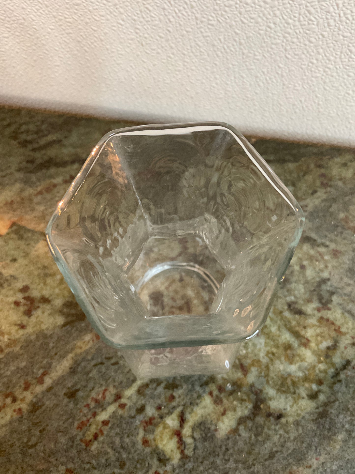 Clear Glass 6 sided Vase