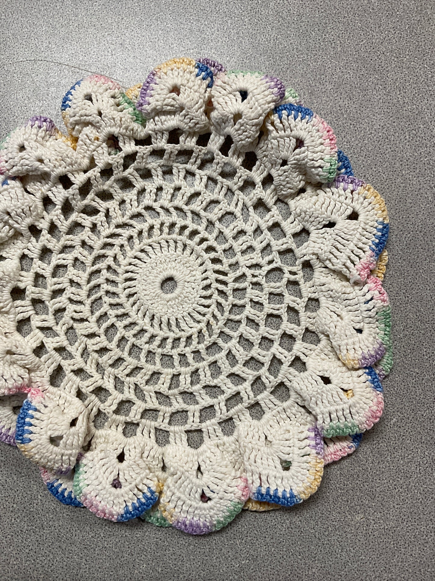 Handmade Doily/ Pastel Ruffle Edge 8”