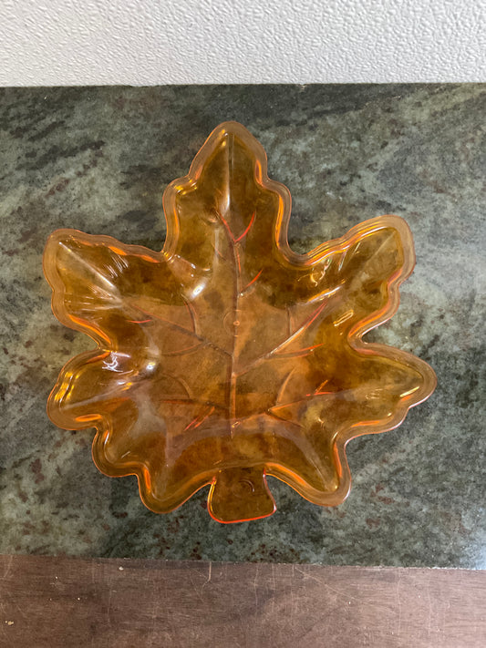 Orange Leaf Plastic Candy Dish