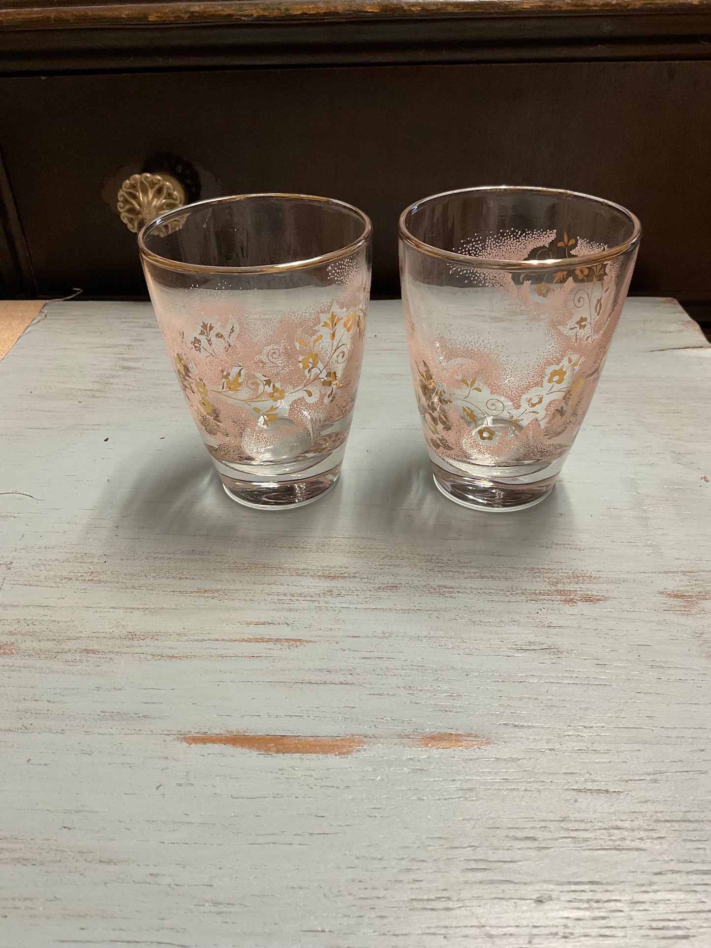 Libbey Pink & Gold Dutchess Tumblers Set of 2