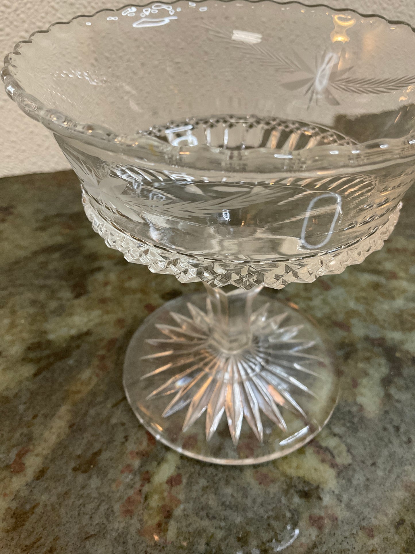 UV Early American Pattern Glass Compote
