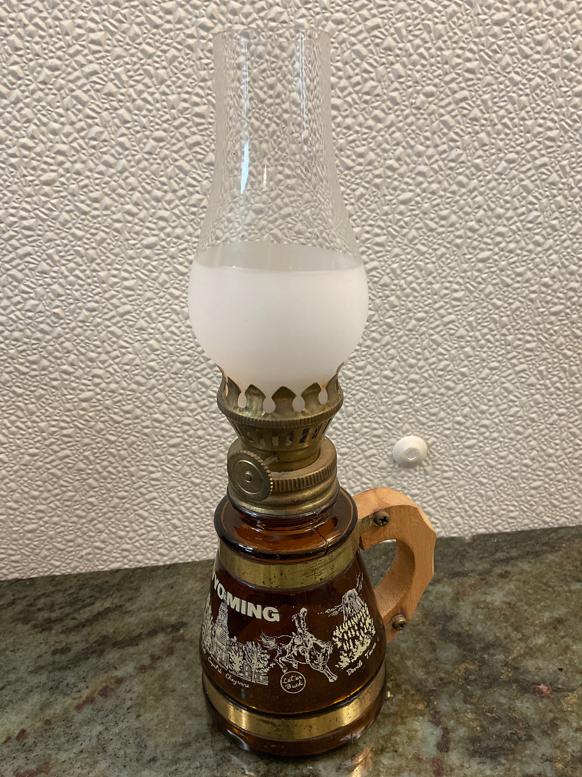 Vintage Wyoming Souvenir Oil Lamp