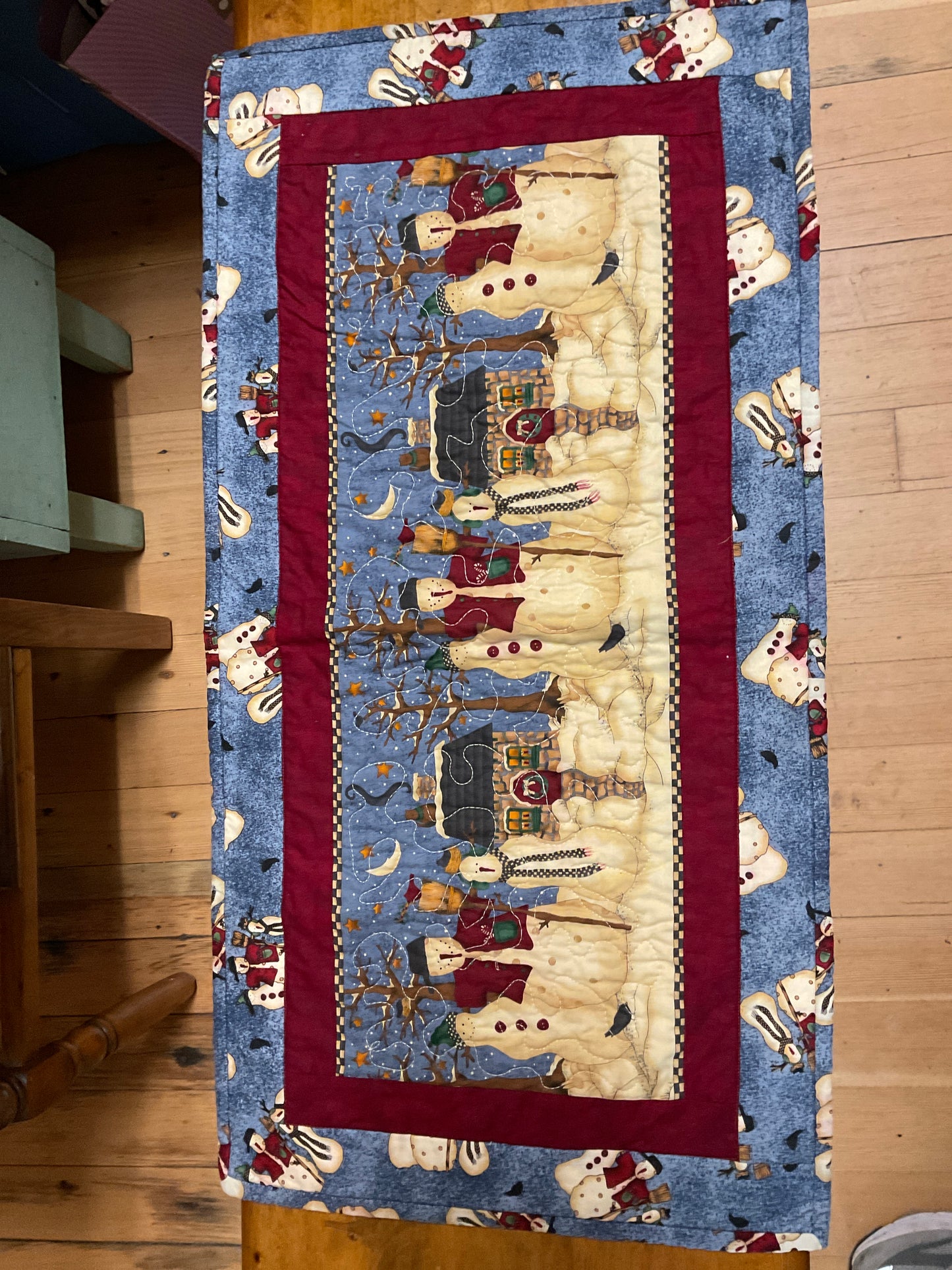 Snowman Family Quilted Table Runner