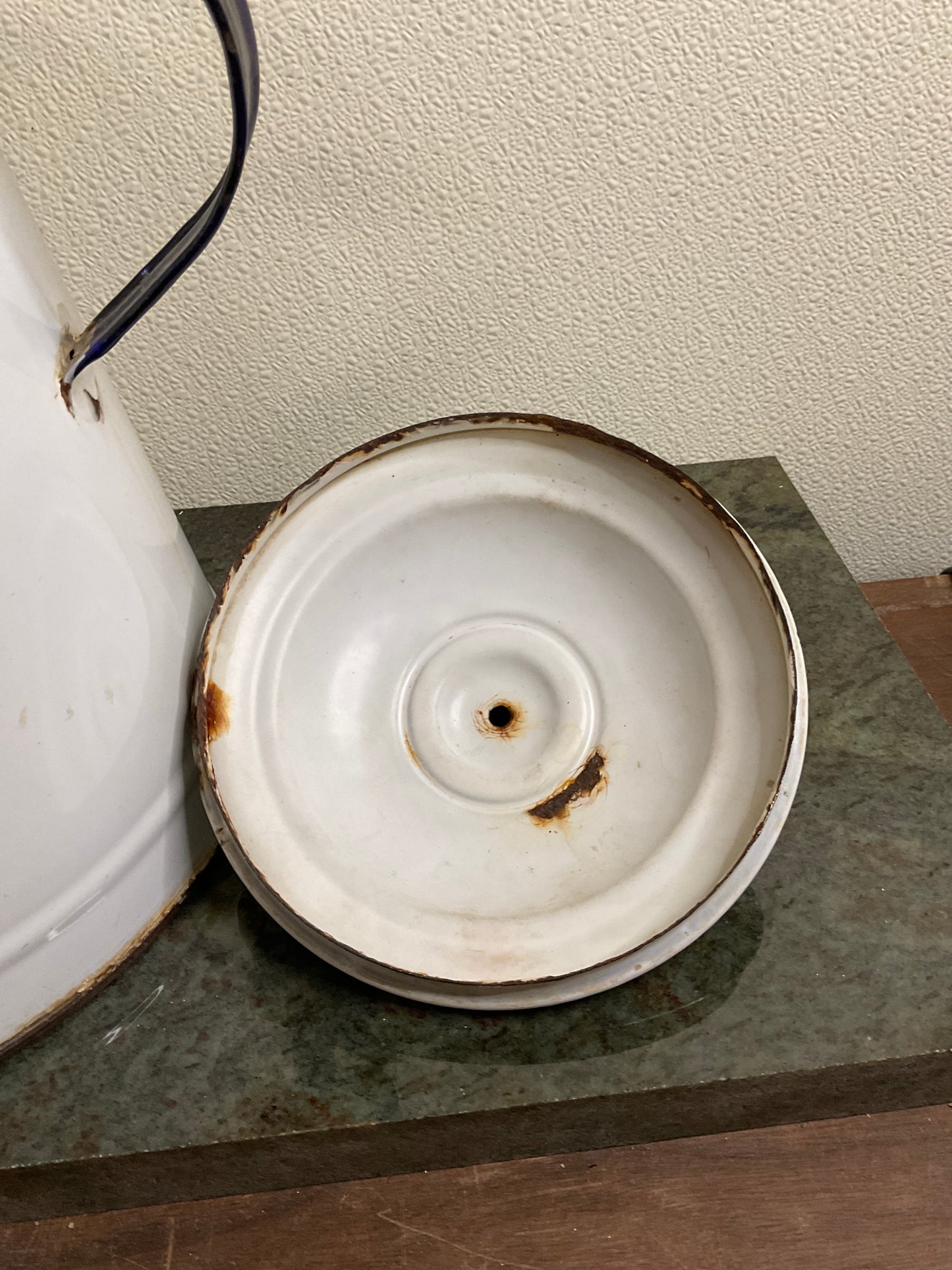 Vintage White Enamel Cowboy Coffee Pot/Kettle