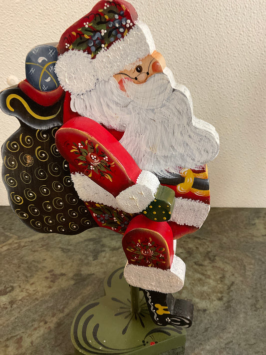 Wooden Hand painted Santa