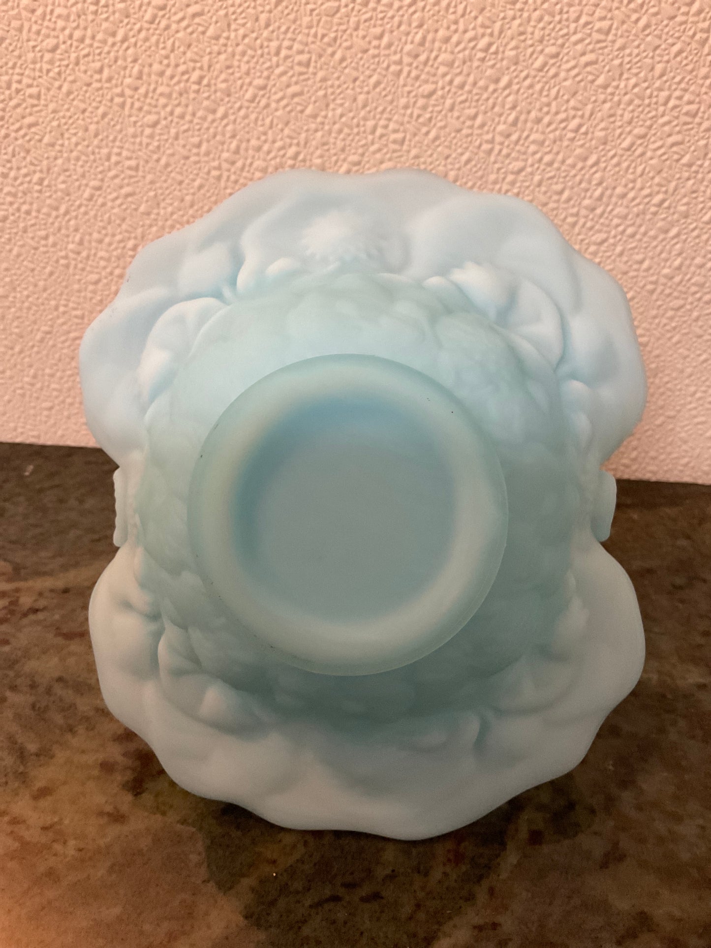 Fenton Blue Milk Glass Water Lily Basket