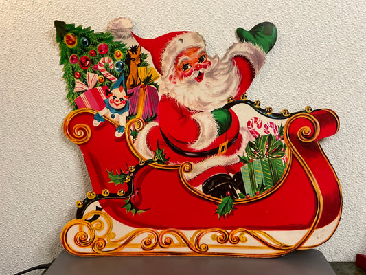 Vintage Santa and Sleigh Poster