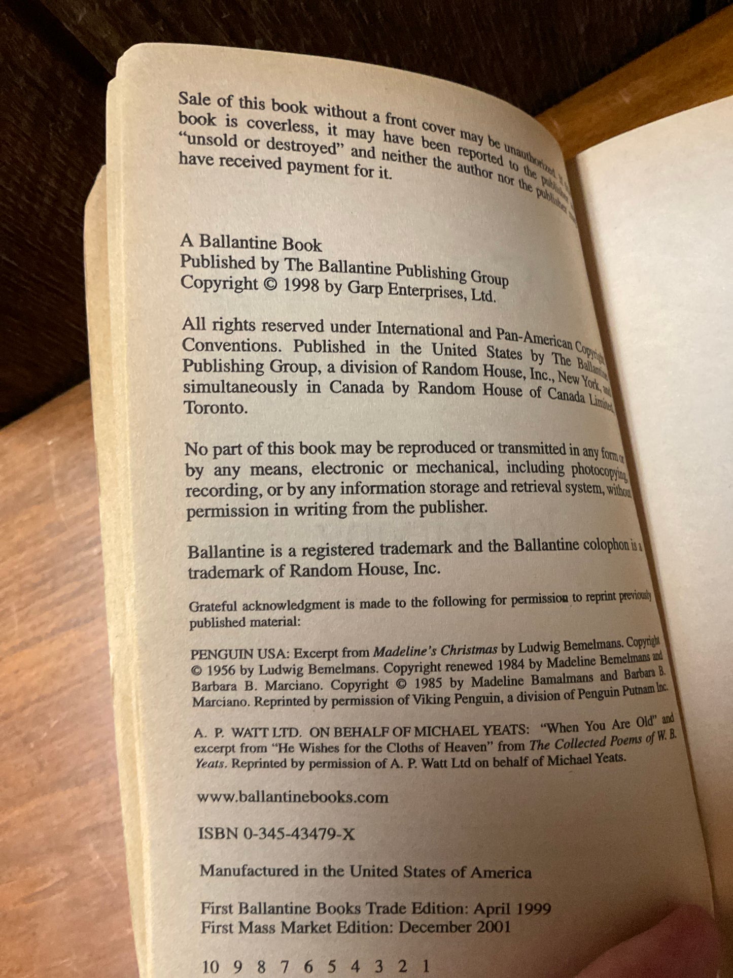 Book A Widow For One Year 1998
