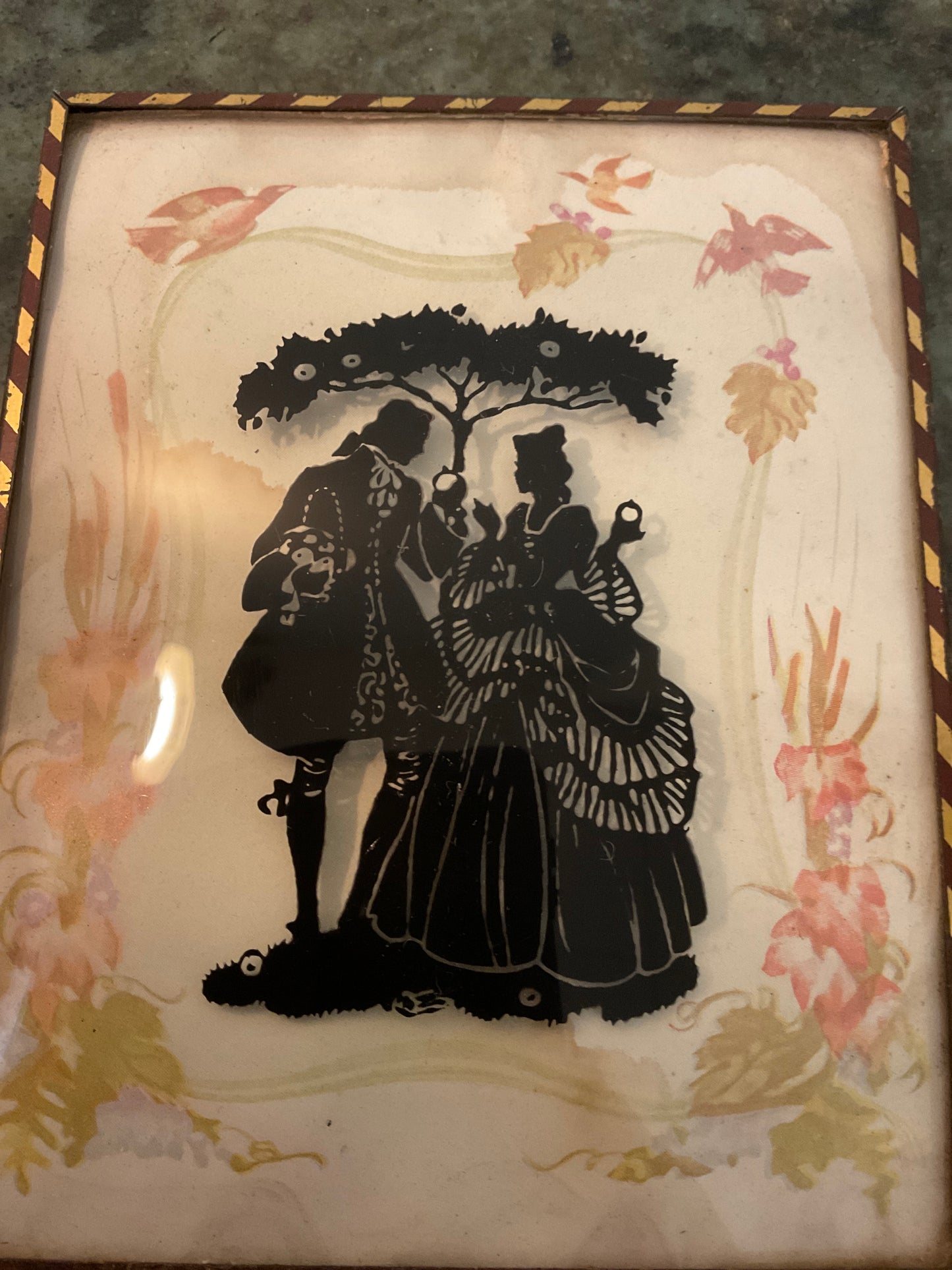 Black Silhouette Reverse Painted on convex Glass