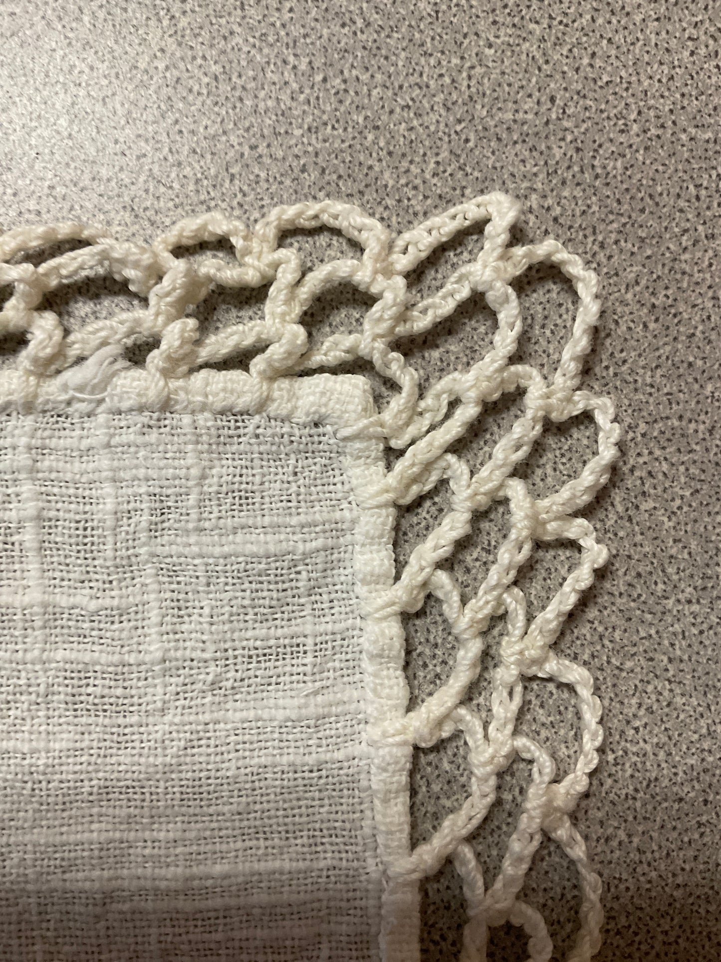 Vintage  Crochet Edge Linen Placemat