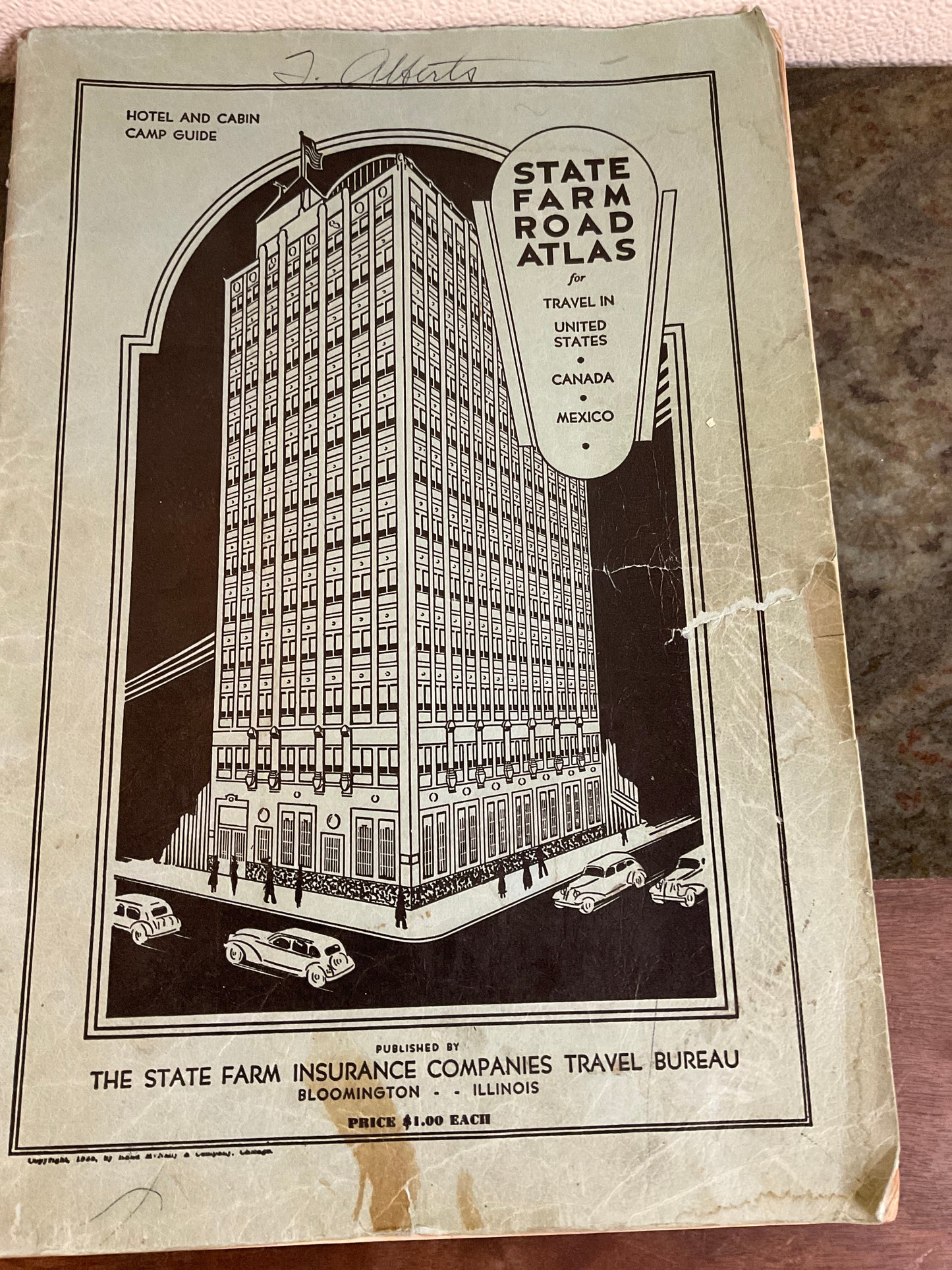 Vintage State Farm Road Atlas 1939