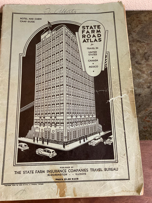 Vintage State Farm Road Atlas 1939