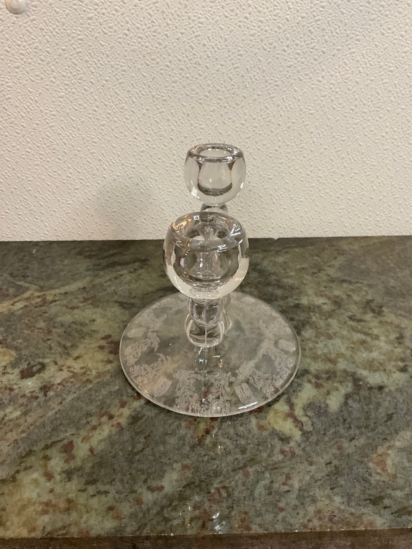 Vintage Paden City Gazebo Clear Double Arm Candlestick