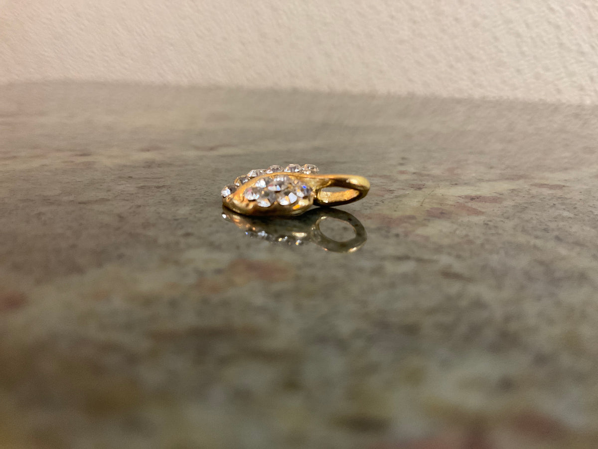Goldtone Heart/Clear Stones Pendant