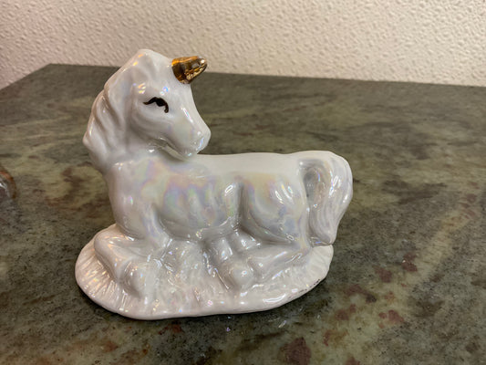 Ceramic Unicorn With Gold Horn
