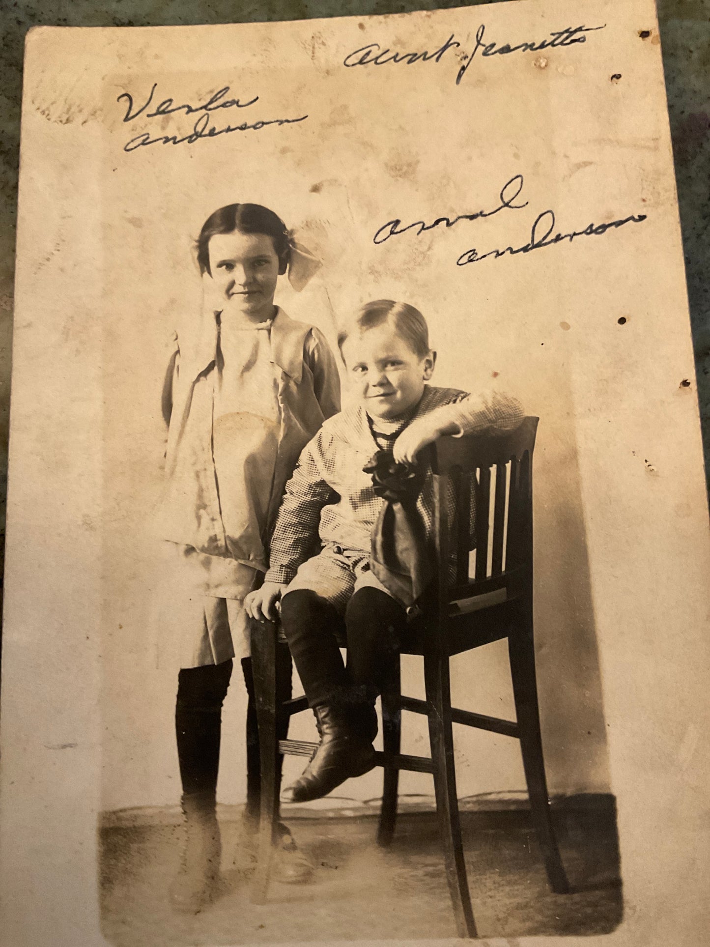 Antique Photo Postcard Of Two Children