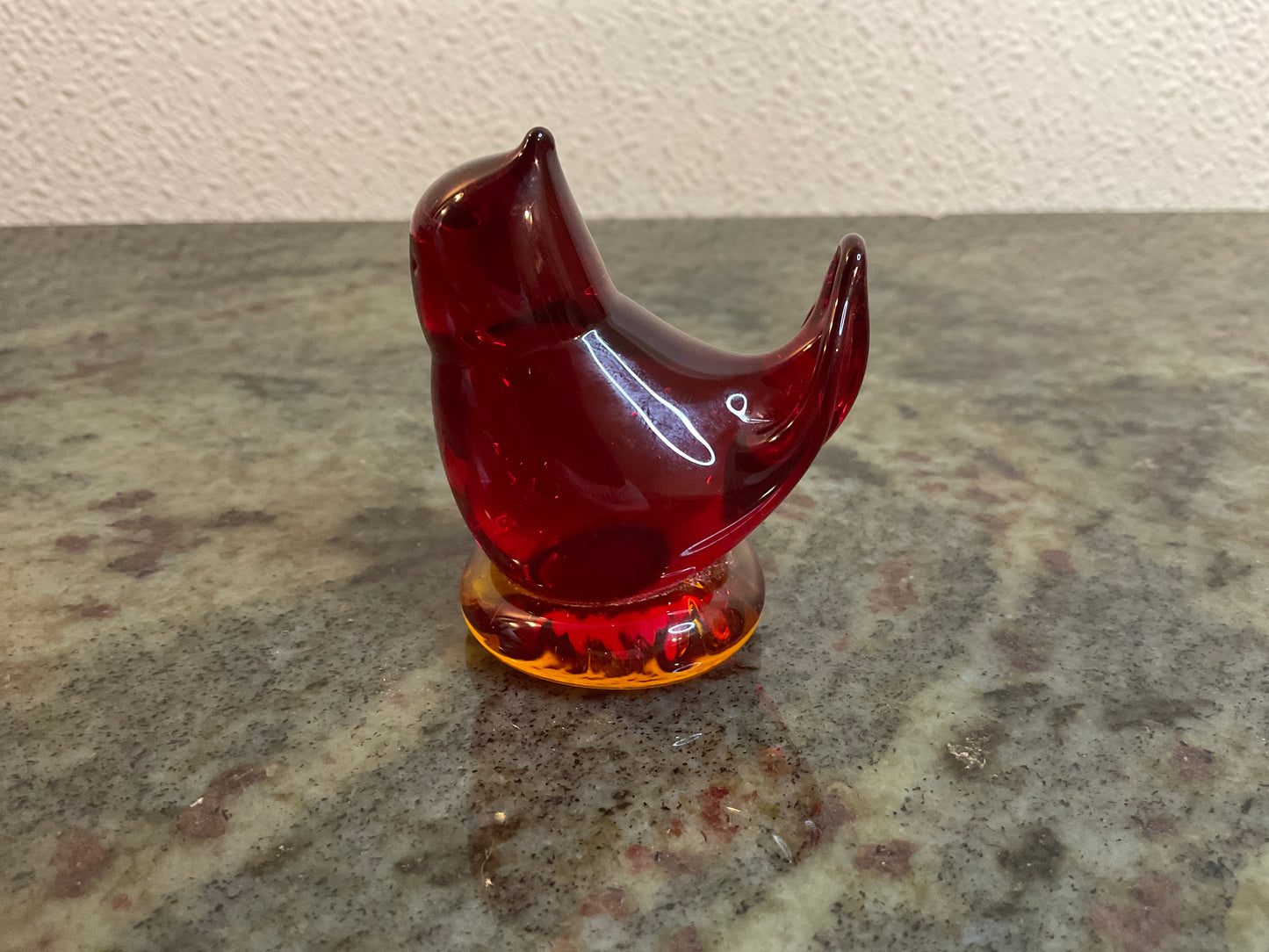 Amberina Titan Art Glass Cardinal Of Love