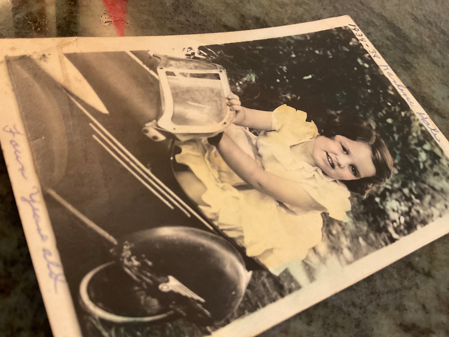 Vintage Photograph Young Girl In Metal Car