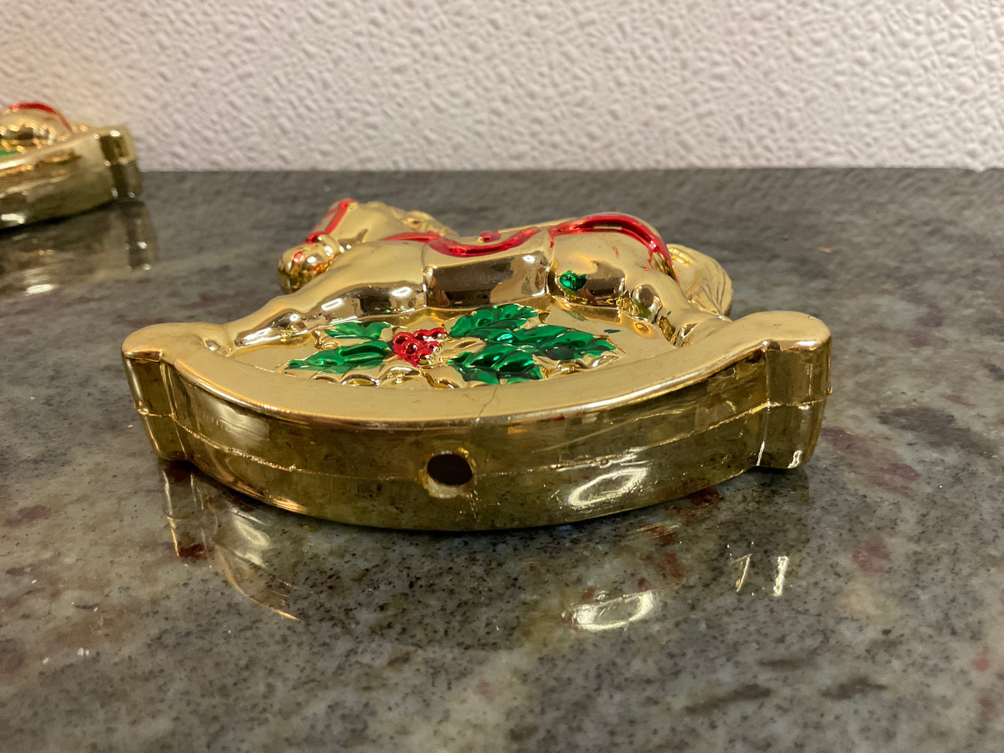 Vintage Metallic Plastic Rocking Horse Ornament
