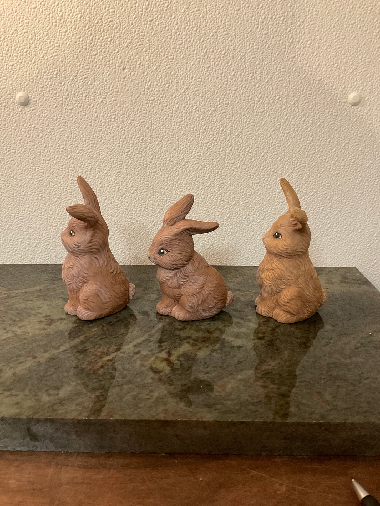 3 Ceramic Brown Bunnies