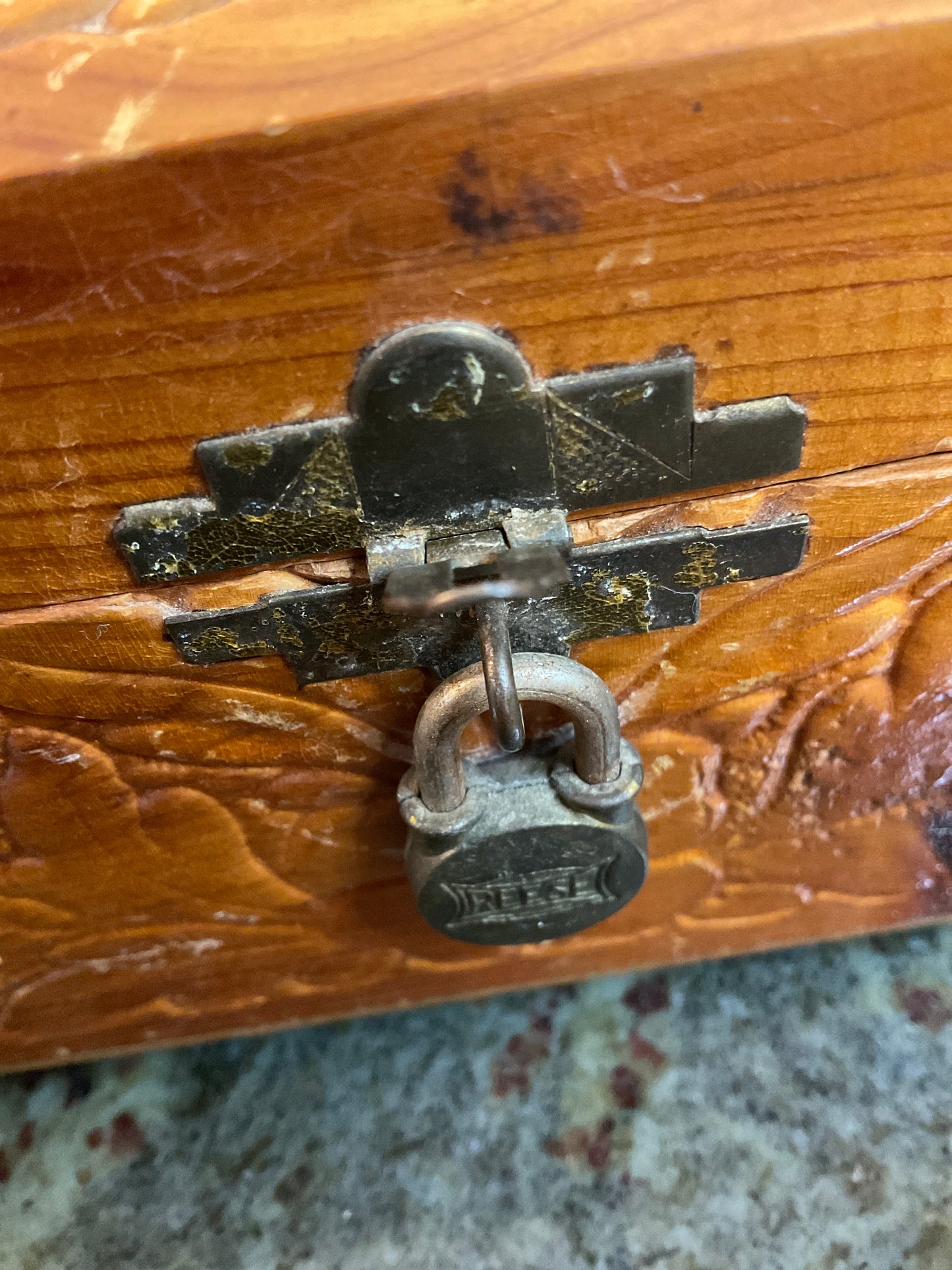 Vintage Carved Cedar Jewelry Box
